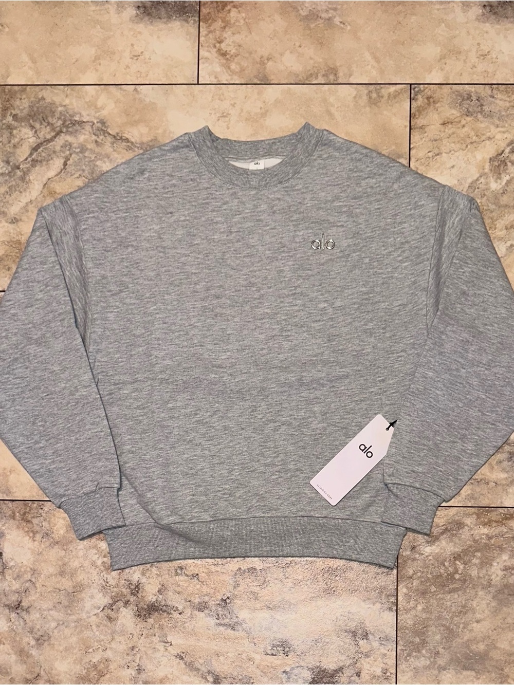 Alo Yoga Accolade Crewneck Pullover Sweatshirt Heather Grey Size XS